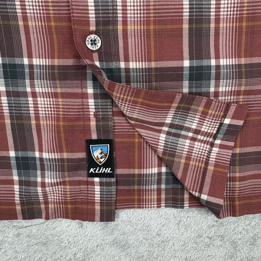 KUHL Mountain Grown Eluxur Mens Lightweight Red Plaid Short Sleeve Button Shirt - Picture 5 of 8